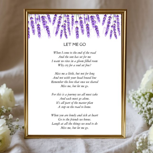 Impression Photo Lavender Funeral Celebration of Life Poem Sign (Créateur téléchargé)