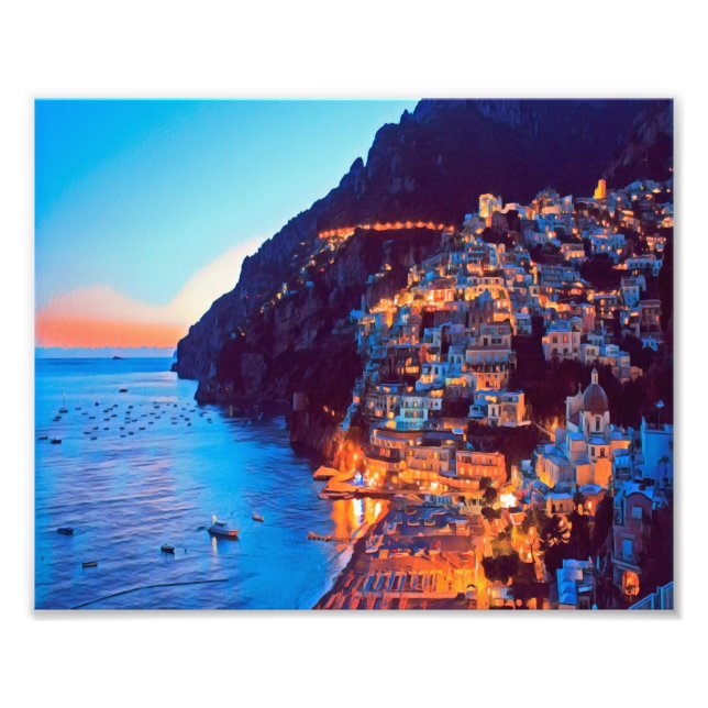 Impression Photo ldp POSITANO Côte Amalfi - coucher de soleil pris  (Devant)