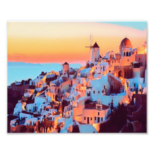 Impression Photo ldp SANTORINI - panorama - par nuit