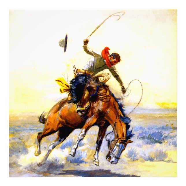 Impression Photo "Le Bucker" Western Art de Charles M Russell (Devant)