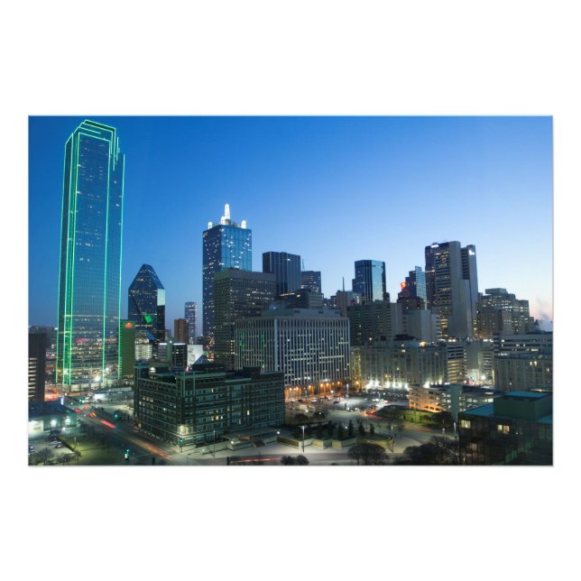 Impression Photo Le centre-ville de Dallas tôt le matin. (Devant)