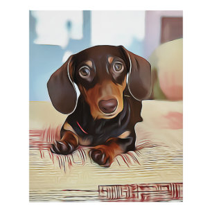 Impression Photo Le Chiot De Dachshund Est Assis Sur Un Canapé