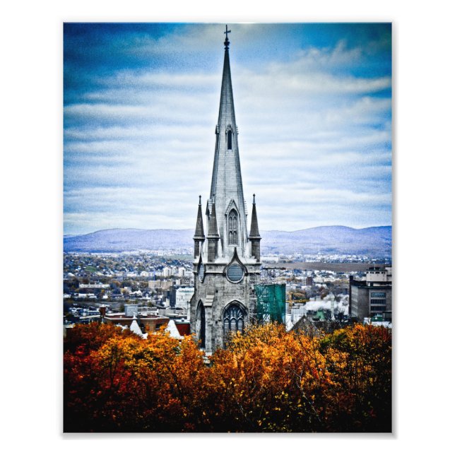 Impression Photo Le clocher de l'église dans le Vieux-Québec (Devant)