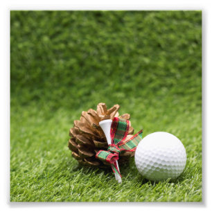 Impression Photo Le golf de Noël et le cône de pin pour les golfe