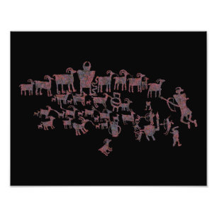 Impression Photo Le grand panneau pétroglyphe de chasse