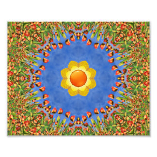 Impression Photo Le kaléidoscope bleu jaune orange Vintage