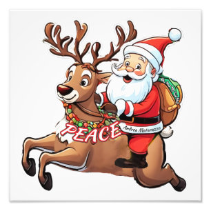 Impression Photo Le Père Noël avec des cadeaux de paix