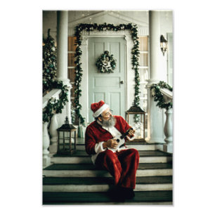 Impression Photo Le Père Noël joue de la musique