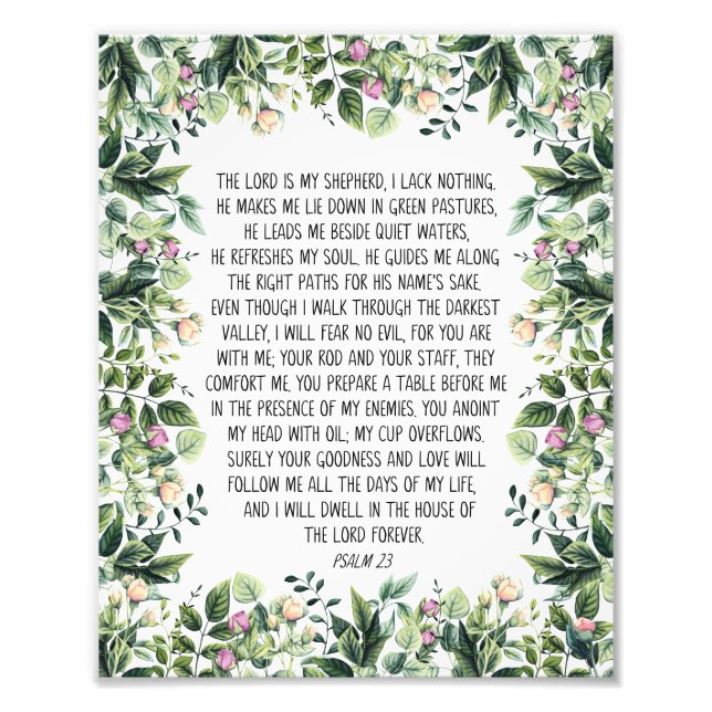 Impression Photo Le Seigneur est mon Pasteur, Psaume 23, Verse de l (Devant)