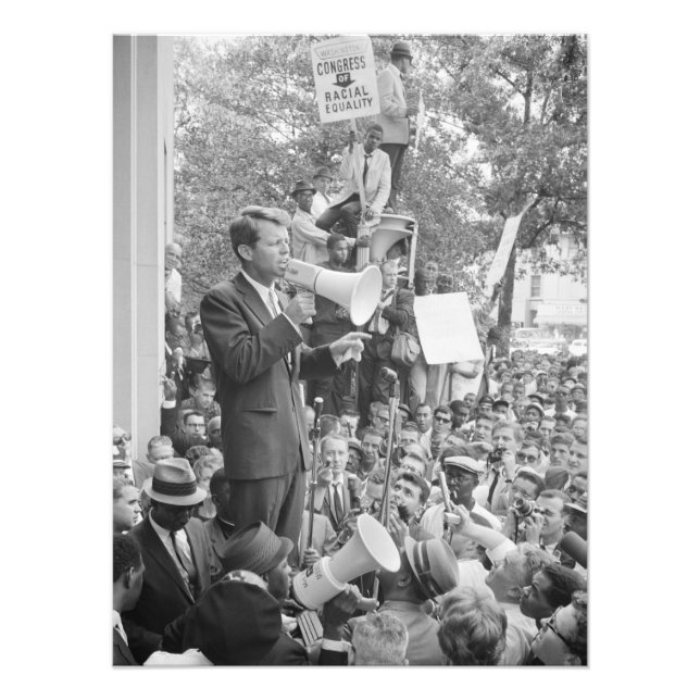 Impression Photo Le sénateur Robert Kennedy en campagne pour le pré (Devant)