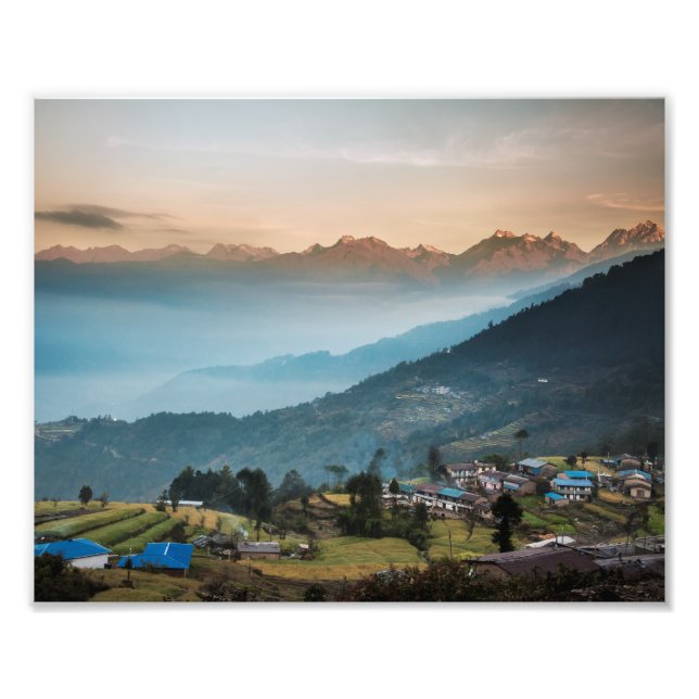 Impression Photo Le Sun Rising sur le village de Sermathang (Devant)