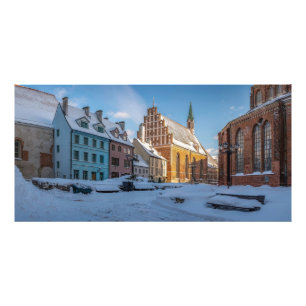 Impression Photo L'église Saint-Pierre en hiver à Riga, Lettonie