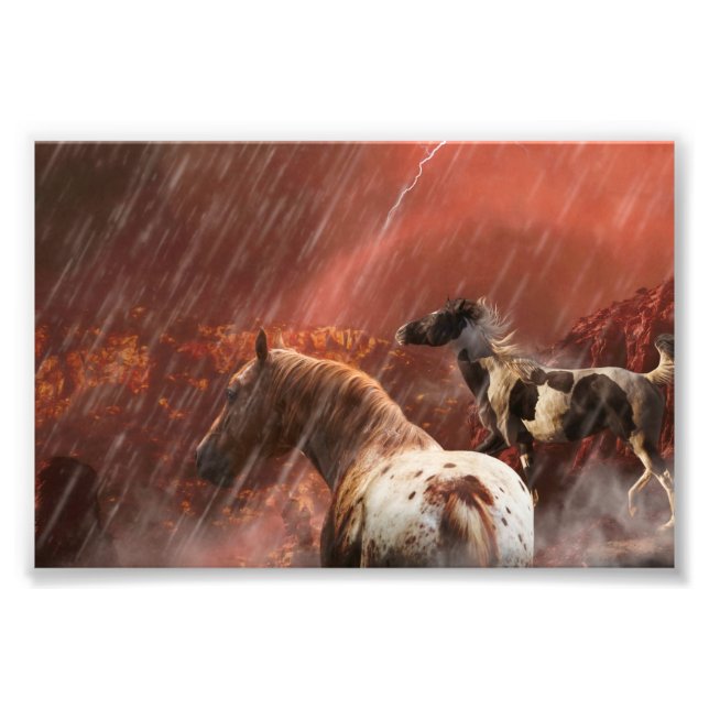 IMPRESSION PHOTO LES CHEVAUX SAUVAGES DÉSERTENT LA TEMPÊTE (Devant)