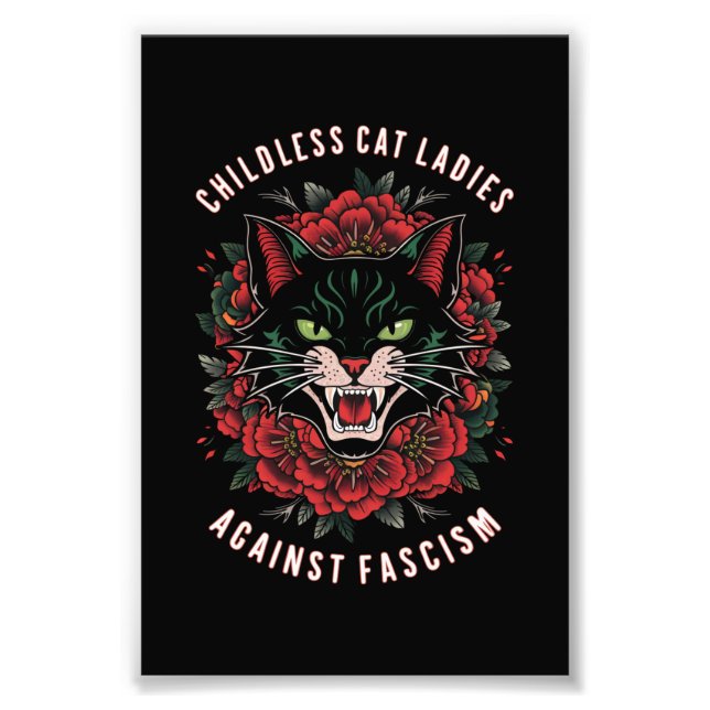 Impression Photo Les femmes de chat sans enfants contre le fascisme (Devant)