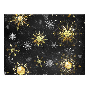 Impression Photo Les flocons dorés de Noël sur l'Arrière - plan noi