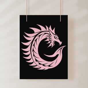 Impression Photo Lettre C de style dragon, alphabet du dragon, mono