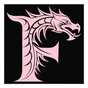 Impression Photo Lettre F de style dragon, Alphabet Dragon, Monogra