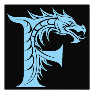 Impression Photo Lettre F de style dragon, Alphabet Dragon, Monogra