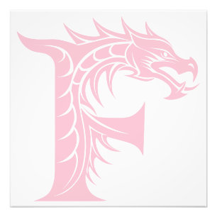 Impression Photo Lettre F de style dragon, alphabet du dragon, mono