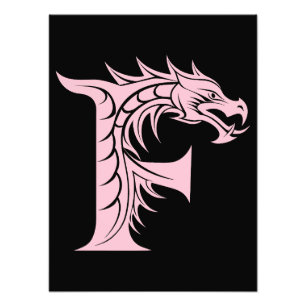 Impression Photo Lettre F de style dragon, alphabet du dragon, mono