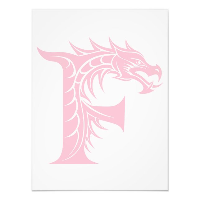 Impression Photo Lettre F de style dragon, alphabet du dragon, mono (Devant)