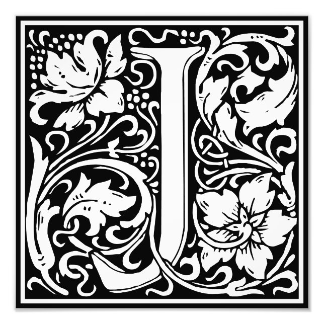 Impression Photo LETTRE MONOGRAPHIQUE J Alphabet Floral Imprimer (Devant)