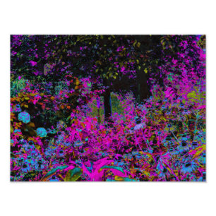 Impression Photo Lever du soleil dans un jardin rose chaud et noir 