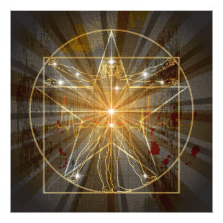 Impression Photo L'Homme Vitruvien En Pentagram