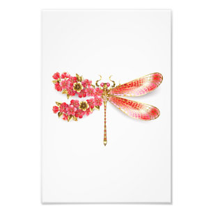 Impression Photo libellule de fleurs avec sakura de bijoux