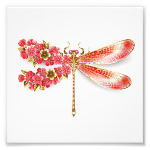 Impression Photo libellule de fleurs avec sakura de bijoux