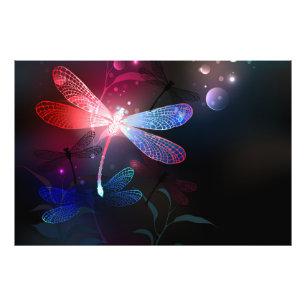 Impression Photo Libellule rouge lumineuse
