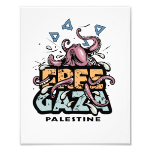 Impression Photo Libérez Gaza Palestine - Illustration de pieuvre