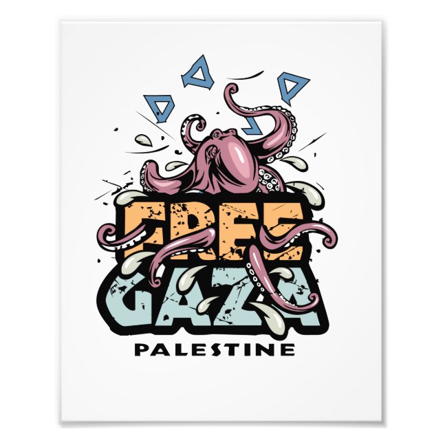 Impression Photo Libérez Gaza Palestine - Illustration de pieuvre (Devant)