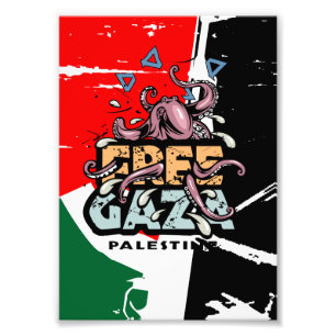 Impression Photo Libérez Gaza Palestine - Illustration de pieuvre