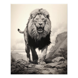 Impression Photo Libre Spirit Lion noir et blanc