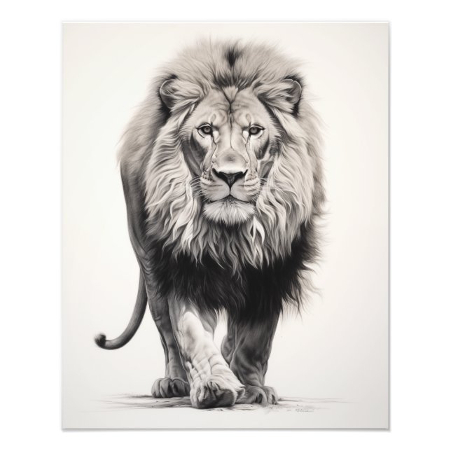 Impression Photo Libre Spirit Lion noir et blanc (Devant)