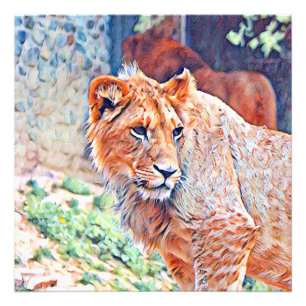 Impression Photo lion d'aquarell