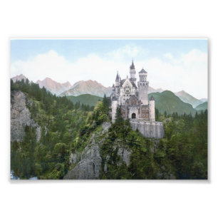 Impression Photo Lithographe du château de Neuschwanstein