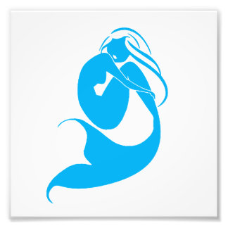 Impression Photo Logo en silhouette de sirène bleue