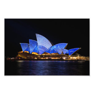 Impression Photo L'opéra de Sydney s'illumine en bleu la nuit