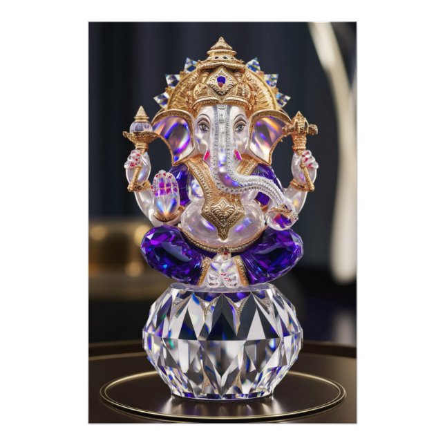 Impression Photo Lord Shree Ganesha Crystal & Diamond Sculpture (Devant)