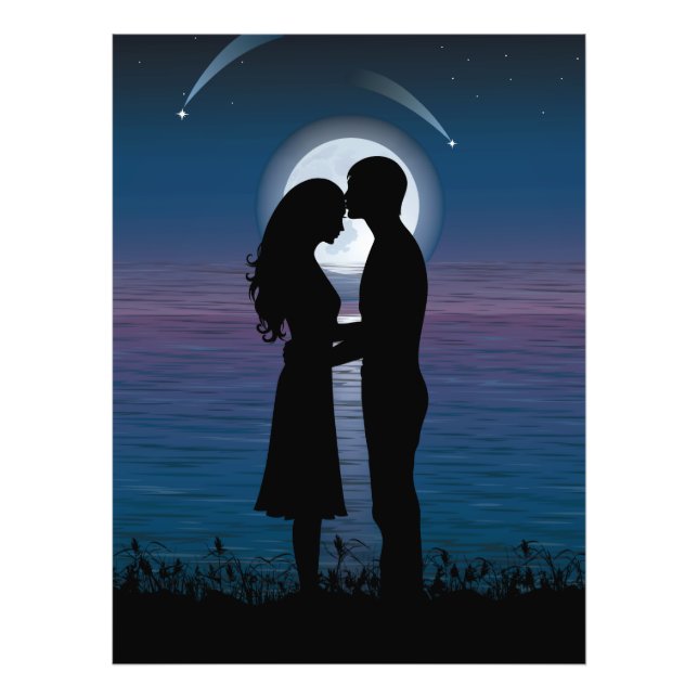 Impression Photo Love Romance Silhouette Couple Sur La Côte Du Lac (Devant)