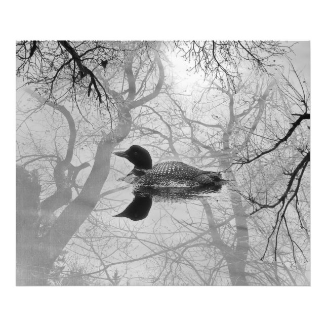 Impression Photo Loyer noir et blanc sur une empreinte de lac (Devant)