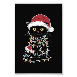 Impression Photo Lumières de Noël pour amateur de chats drôles