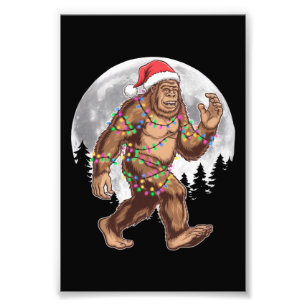 Impression Photo Lumières de sapin de Noël Bigfoot Santa Xmas Sasqu