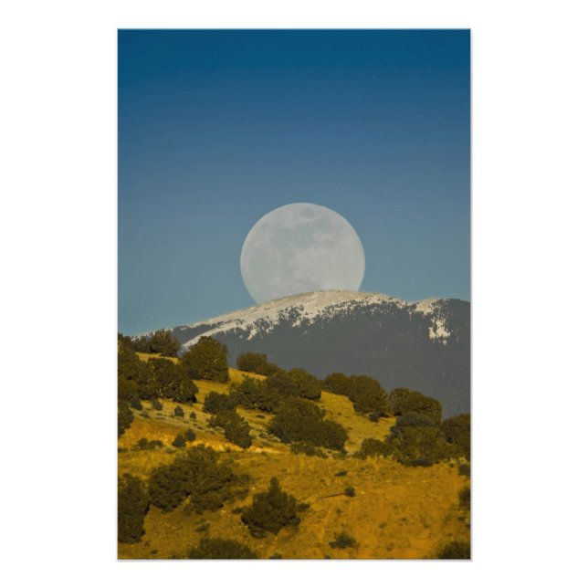 Impression Photo Lune au-dessus des monts Sangre de Cristo, (Devant)