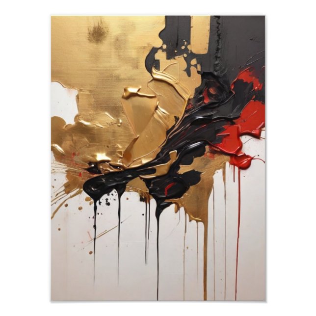 Impression Photo Luxe Black, Gold et Red Abstrait (Devant)