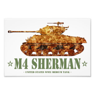Impression Photo M4 Sherman Deux 2ÈME GUERRE MONDIALE américains à