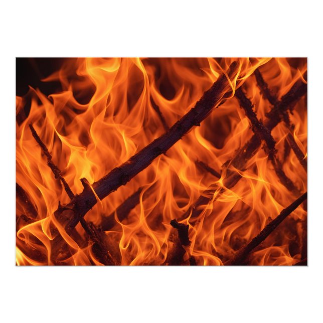 Impression Photo Macro de flamme de feu dans la cheminée (Devant)