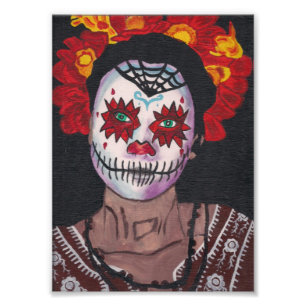 Impression Photo Madame de Dia De Los Muertos Red